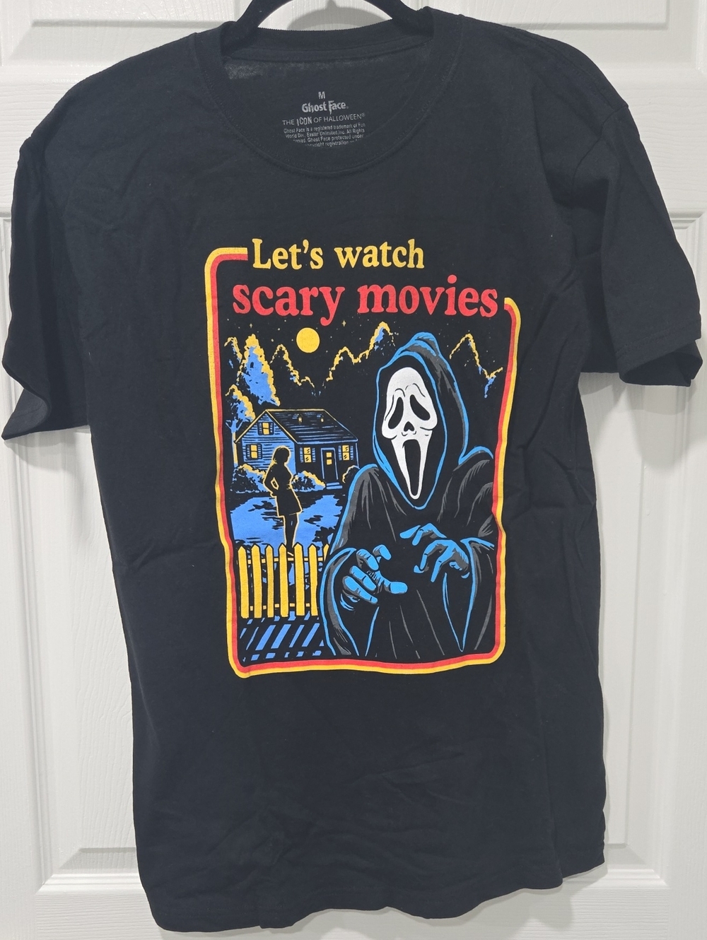 Men's Ghost Face Black 'Let's Watch Scary Movies' Graphic Tee
